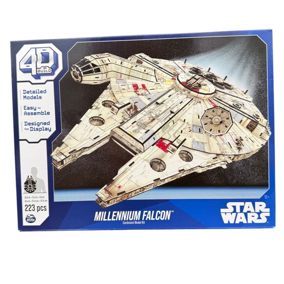 Star Wars 4D Build Millennium Falcon Cardstock Model Kit 223 Pcs Spinmaster - Picture 1 of 5